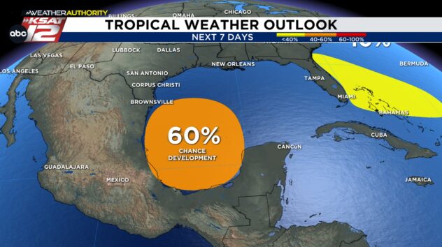 Downpours possible next week in San Antonio courtesy of a tropical system in the Gulf