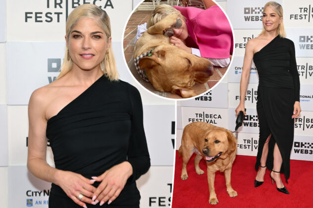 Selma Blair hits the red carpet with her service dog Scout at the Tribeca Film Festival