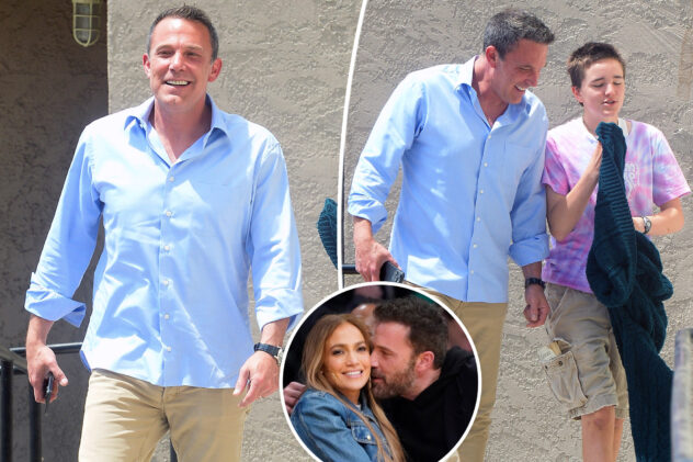 Ben Affleck looks elated as he puts his wedding ring back on for outing with Seraphina