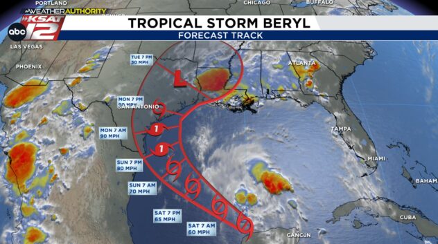 Tracking Beryl: System’s path could lead to sharp rain gradient across our area